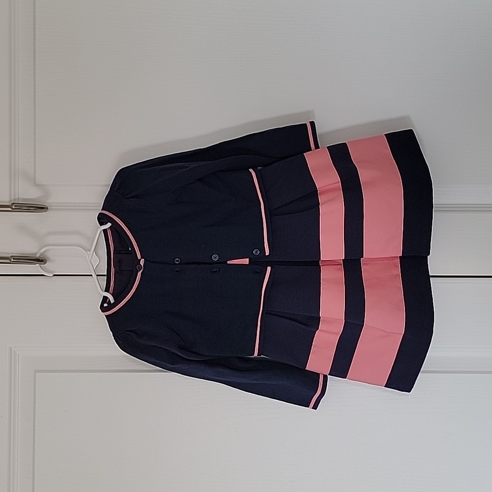 Janie and Jack Navy and Pink Dress with Cardigan